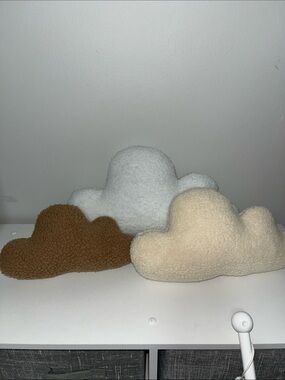 Plush Cloud Accent Pillow Set - Cream, White & Brown